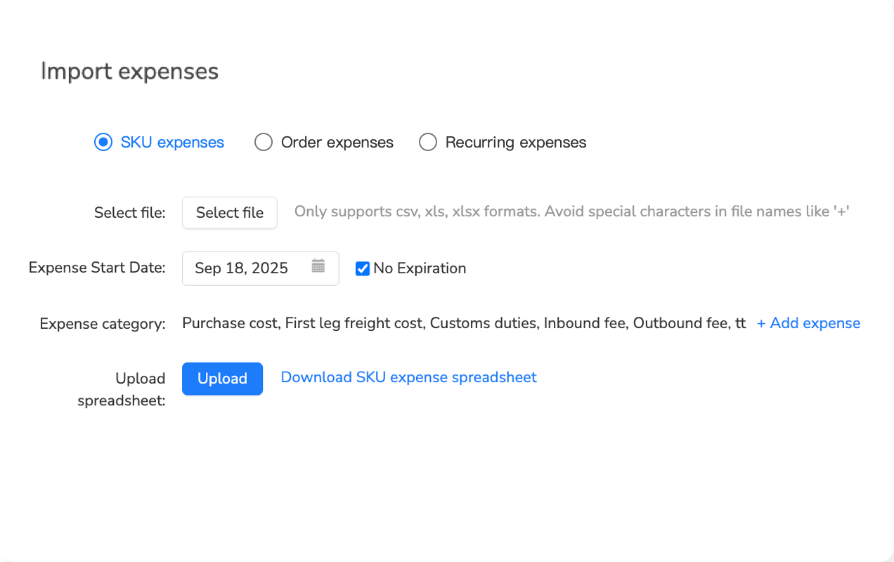 Fee data import interface