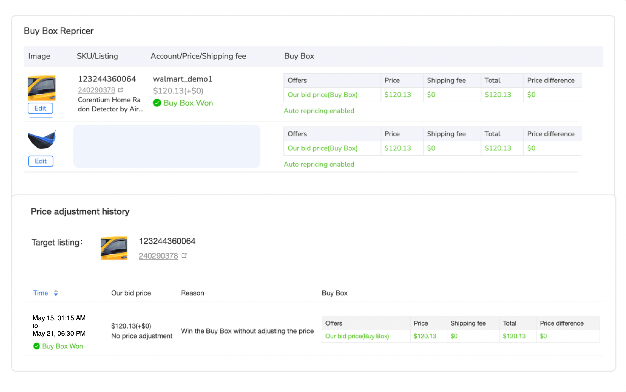 Buy Box Repricing Dashboard