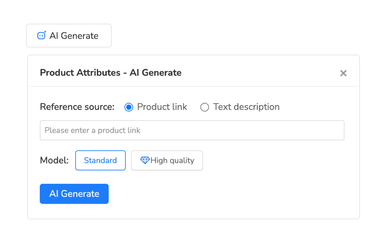 AI-powered attribute generation interface