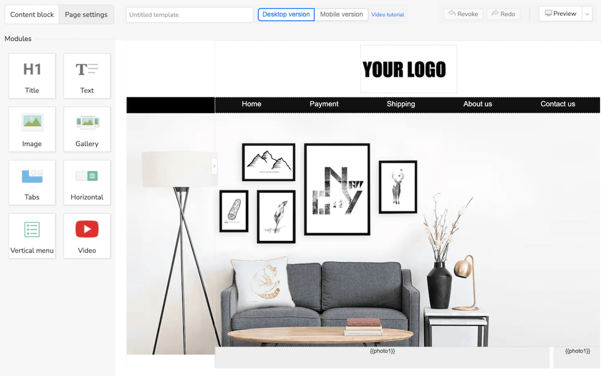 Custom eBay listing design tool interface