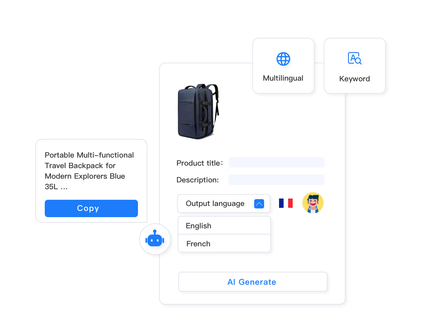 walmart ai listing tool interface showing automated attribute filling and content generation
